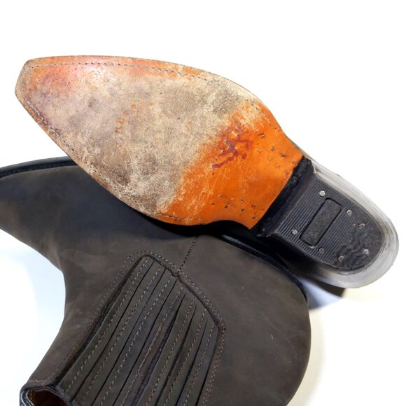GRINDERS Crazy Horse Leather Pointed Toe Cowboy Ankle Boots Mens 10 - Picture 9 of 10